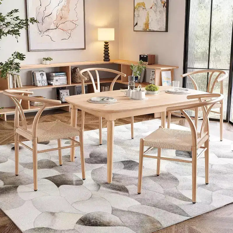 Lot de 2 chaises de salle à manger en rotin et métal Pexfix Nature