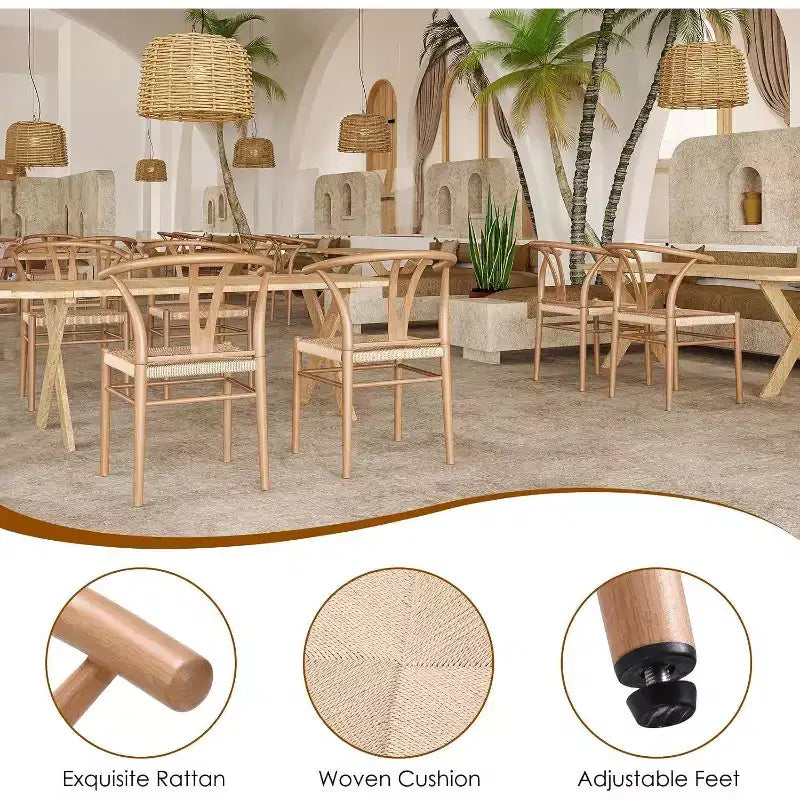 Lot de 2 chaises de salle à manger en rotin et métal Pexfix Nature
