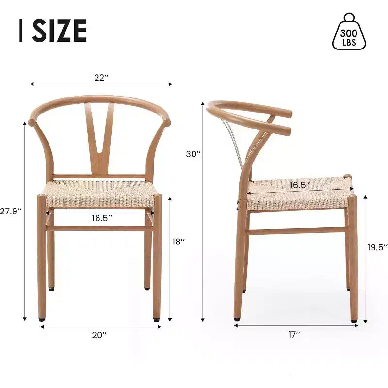 Lot de 2 chaises de salle à manger en rotin et métal Pexfix Nature