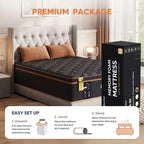 Bestier Matelas Queen Size 14 pouces, Matelas en mousse à mémoire de forme avec gel rafraîchissant Noir, Matelas en laine biologique, Soutien lombaire à ressorts pour un confort supérieur
