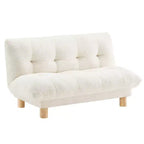 Canapé Enfant Rembourré en Fausse Fourrure de Mouton Buzz & Bloom avec Assise et Dossier Capitonnés, Pieds en Bois Guimauve