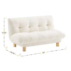 Canapé Enfant Rembourré en Fausse Fourrure de Mouton Buzz & Bloom avec Assise et Dossier Capitonnés, Pieds en Bois Guimauve