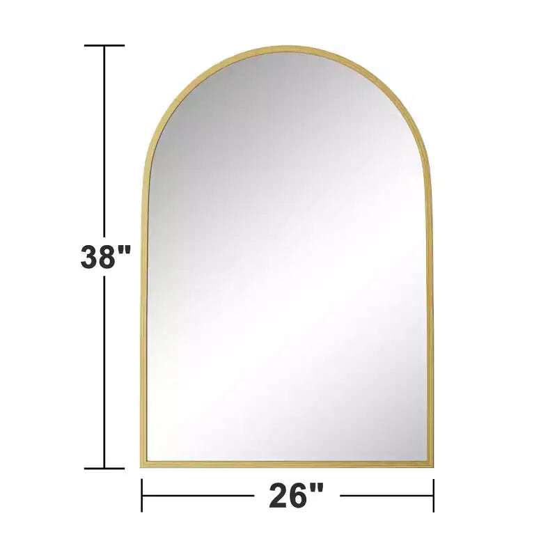 Miroir Suspendu Doré en Alliage d'Aluminium à Bord Mince, en Forme d'Arc à Angle Droit, 96*66*2.8cm (Installation Double-Face)
