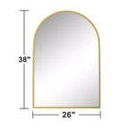 Miroir Suspendu Doré en Alliage d'Aluminium à Bord Mince, en Forme d'Arc à Angle Droit, 96*66*2.8cm (Installation Double-Face)