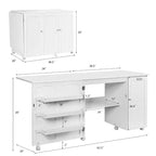 Table à coudre pliante Costway, étagères, meuble de rangement, chariot à roulettes, grand modèle