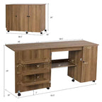 Table à coudre pliante Costway, étagères, meuble de rangement, chariot à roulettes, grand modèle