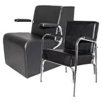 PureSana Chromium Ella Professional Auto Reclining Vinyl Shampoo Chair, Anastasia Vinyl Professional Platform Hair Dryer Chair, Black