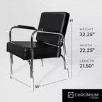 PureSana Chromium Ella Fauteuil de coiffure inclinable en vinyle, Fauteuil de séchoir professionnel Anastasia en vinyle, Noir