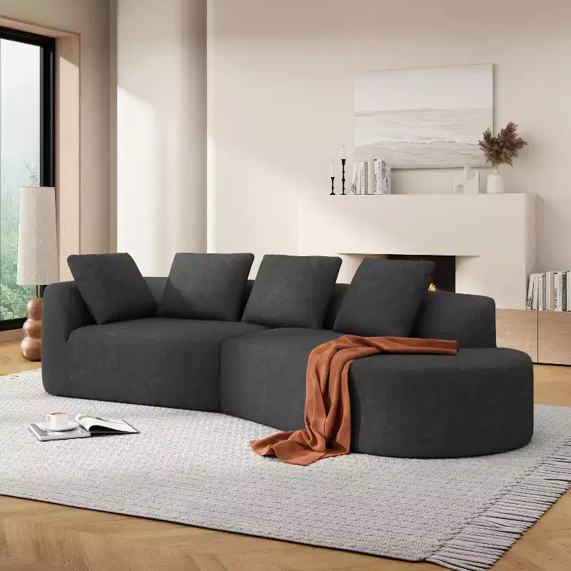 Canapé d'angle incurvé moderne Christopher Knight Home 116 avec éponge haute densité et 4 oreillers