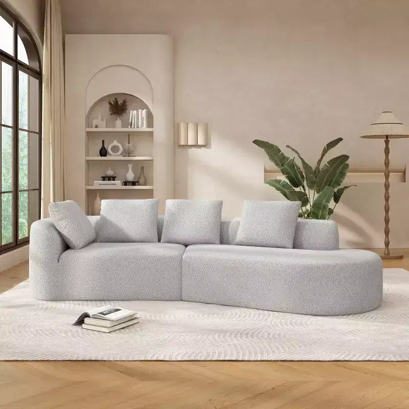 Canapé d'angle incurvé moderne Christopher Knight Home 116 avec éponge haute densité et 4 oreillers