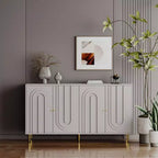 Buffet Bahut Meuble de Rangement en Bois Laqué Bleu Moderne à 4 Portes