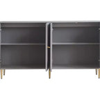 Buffet Bahut Meuble de Rangement en Bois Laqué Bleu Moderne à 4 Portes