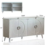 Buffet de salle à manger moderne en bois laqué 4 portes, armoire de rangement