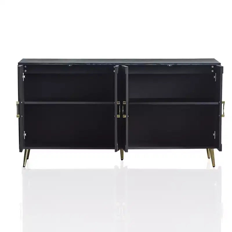 Buffet de salle à manger moderne en bois laqué 4 portes, armoire de rangement
