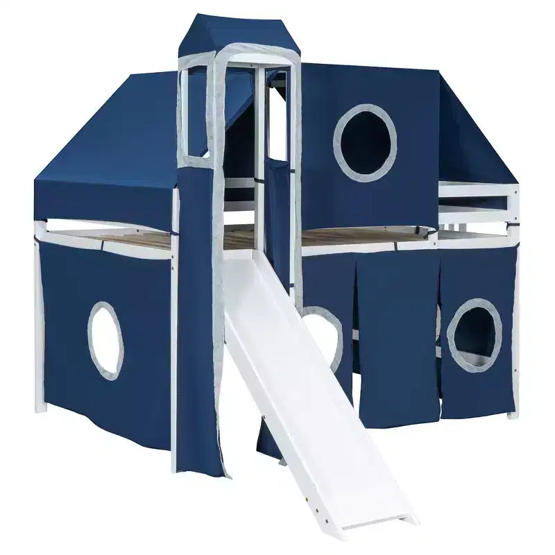 Lit mezzanine Whisen double avec tente et tour