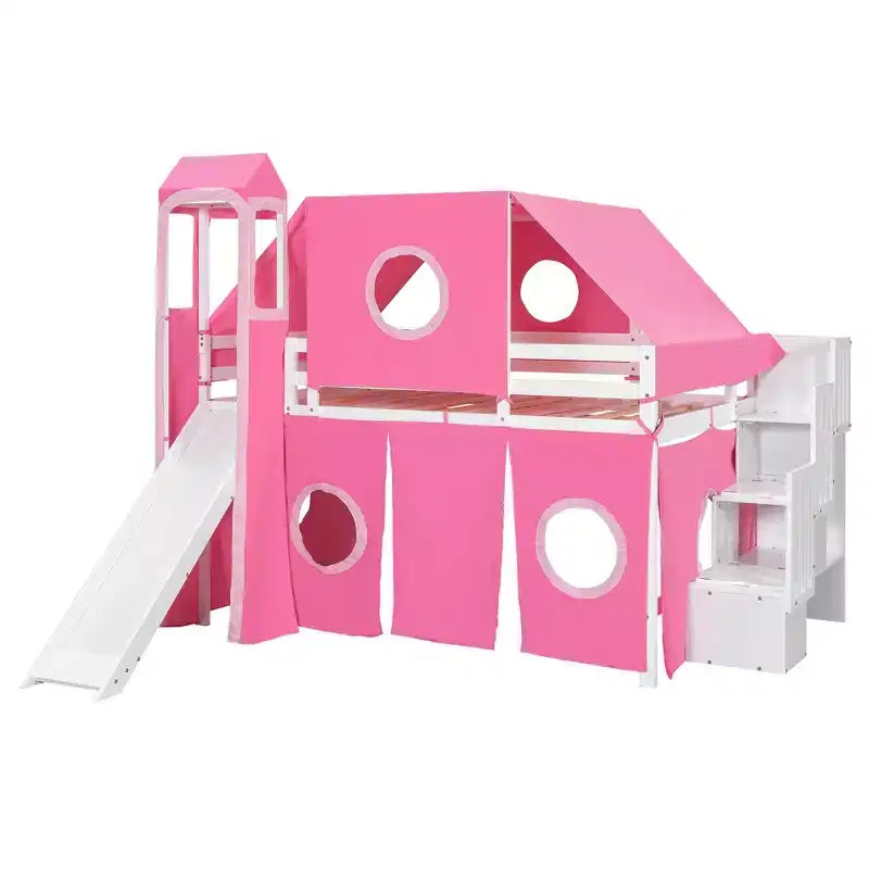 Lit mezzanine Whisen double avec tente et tour