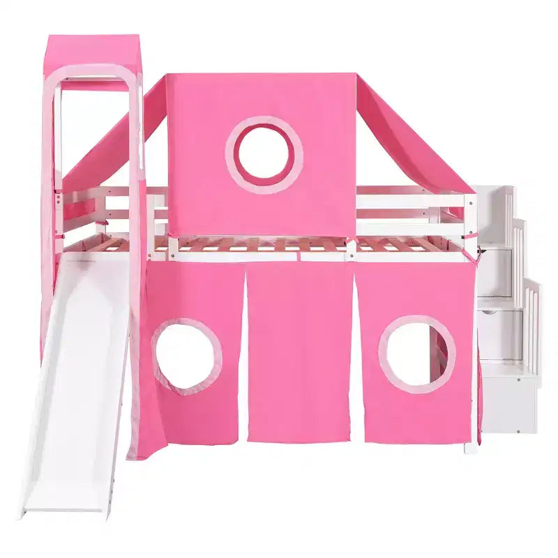 Lit mezzanine Whisen double avec tente et tour