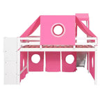 Lit mezzanine Whisen double avec tente et tour