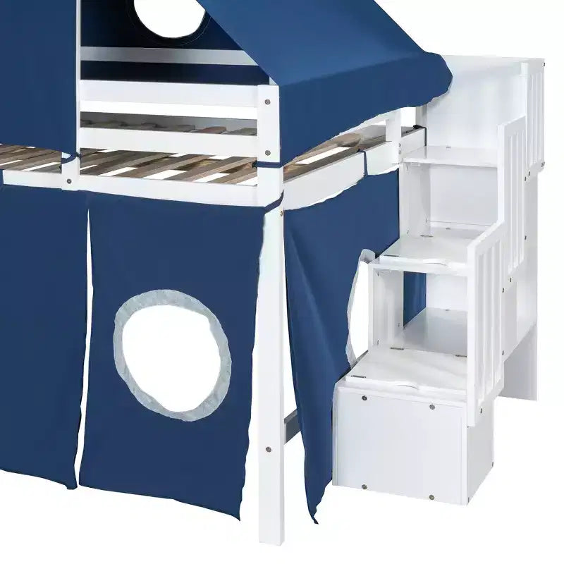 Lit mezzanine Whisen double avec tente et tour