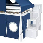 Lit mezzanine Whisen double avec tente et tour