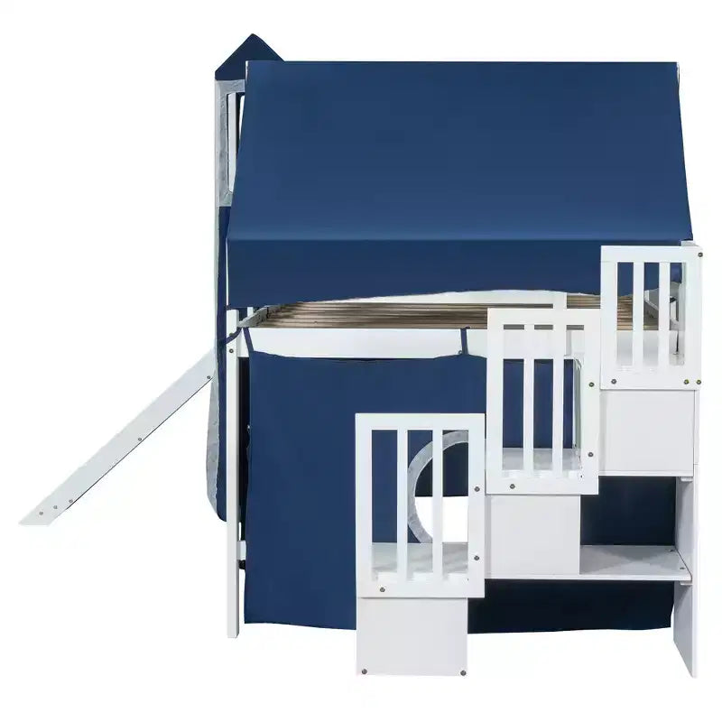 Lit mezzanine Whisen double avec tente et tour