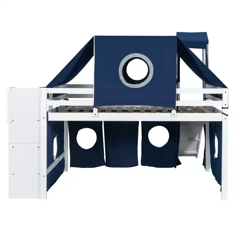 Lit mezzanine Whisen double avec tente et tour