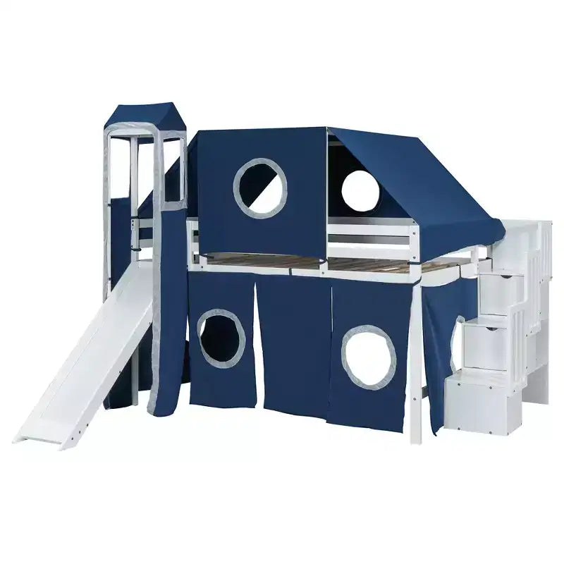 Lit mezzanine Whisen double avec tente et tour