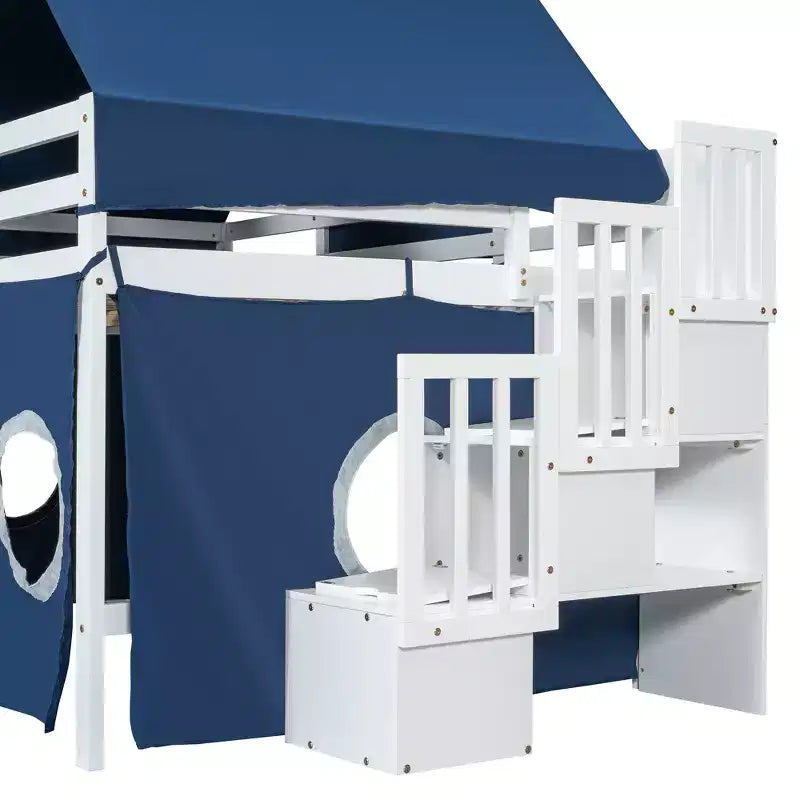 Lit mezzanine Whisen double avec tente et tour