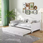 Lit de repos Costway simple avec lit gigogne, lit-canapé en bois massif avec lattes de soutien, lit d'appoint blanc/gris