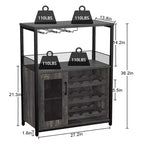 Cave à vin Whizmax avec grand espace de rangement et support amovible, petit buffet et meuble de rangement avec porte grillagée
