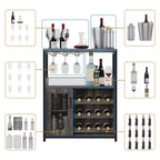 Cave à vin Whizmax avec grand espace de rangement et support amovible, petit buffet et meuble de rangement avec porte grillagée