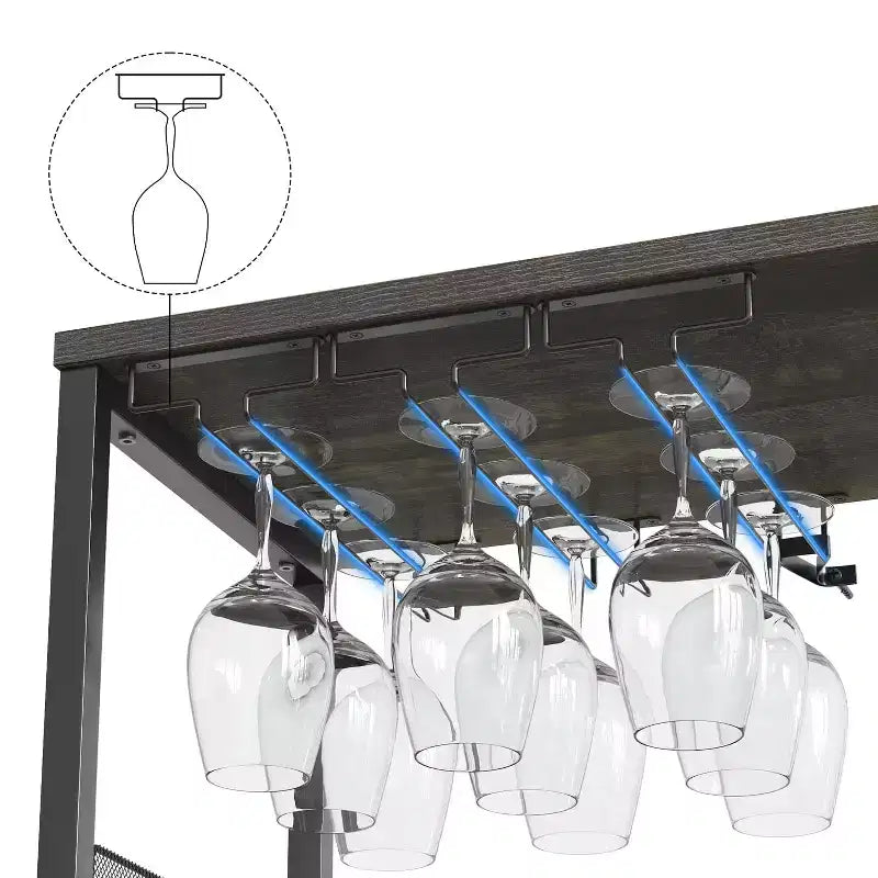 Cave à vin Whizmax avec grand espace de rangement et support amovible, petit buffet et meuble de rangement avec porte grillagée
