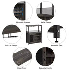 Cave à vin Whizmax avec grand espace de rangement et support amovible, petit buffet et meuble de rangement avec porte grillagée