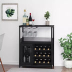 Cave à vin Whizmax avec grand espace de rangement et support amovible, petit buffet et meuble de rangement avec porte grillagée