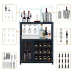 Cave à vin Whizmax avec grand espace de rangement et support amovible, petit buffet et meuble de rangement avec porte grillagée