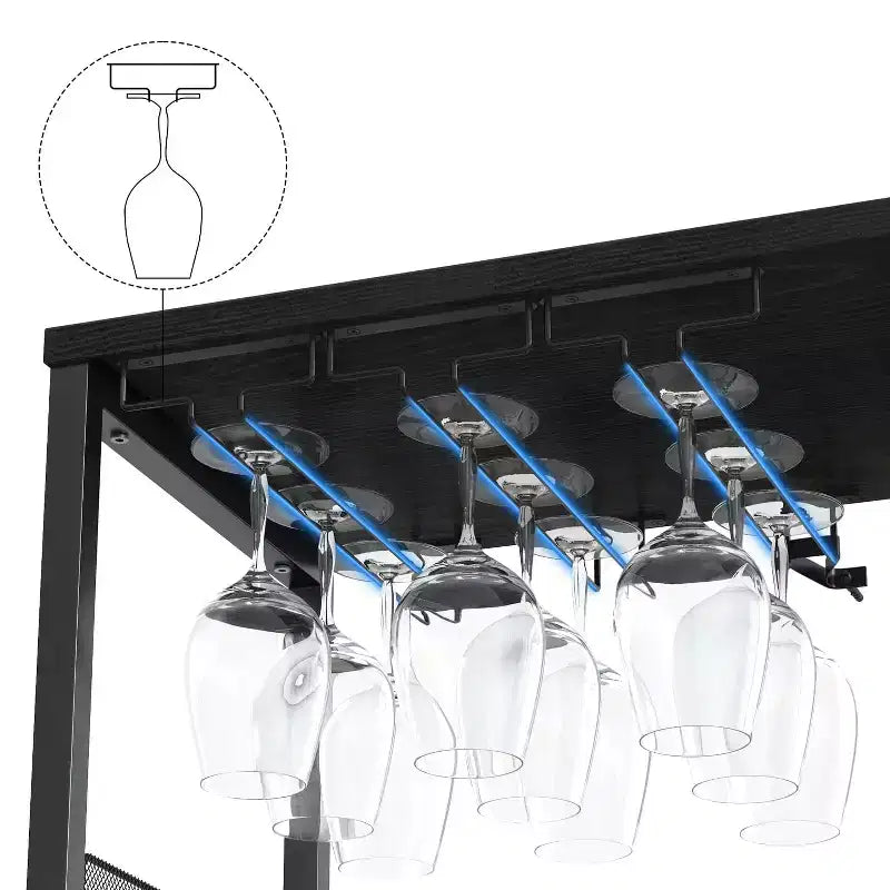 Cave à vin Whizmax avec grand espace de rangement et support amovible, petit buffet et meuble de rangement avec porte grillagée