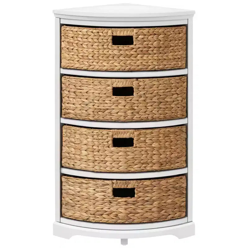 eHemco Hampton Meadows Table d'angle de rangement 4 niveaux avec 4 paniers en osier