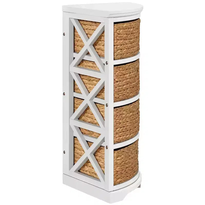 eHemco Hampton Meadows Table d'angle de rangement 4 niveaux avec 4 paniers en osier