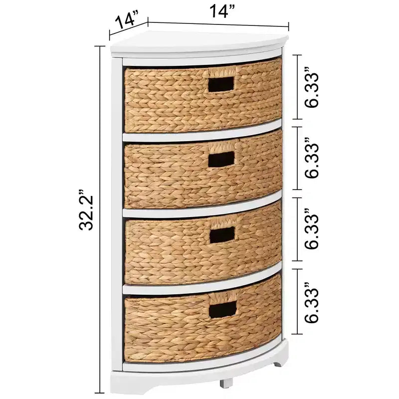 eHemco Hampton Meadows Table d'angle de rangement 4 niveaux avec 4 paniers en osier