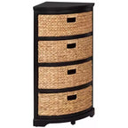 eHemco Hampton Meadows 4 Tier X-Side Corner Storage End Table with 4 Wicker Baskets