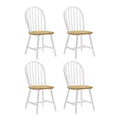 Simple Relax Set of 4 Dining Side Chair with Spindle Back in Natural and White