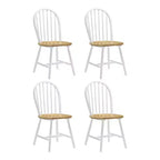 Simple Relax Set of 4 Dining Side Chair with Spindle Back in Natural and White