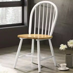 Chaise de salle à manger latérale Simple Relax (lot de 4) avec dossier à barreaux, finition naturelle et blanche