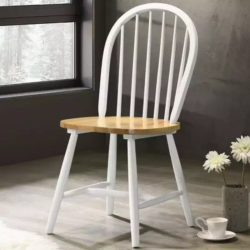 Chaise de salle à manger latérale Simple Relax (lot de 4) avec dossier à barreaux, finition naturelle et blanche
