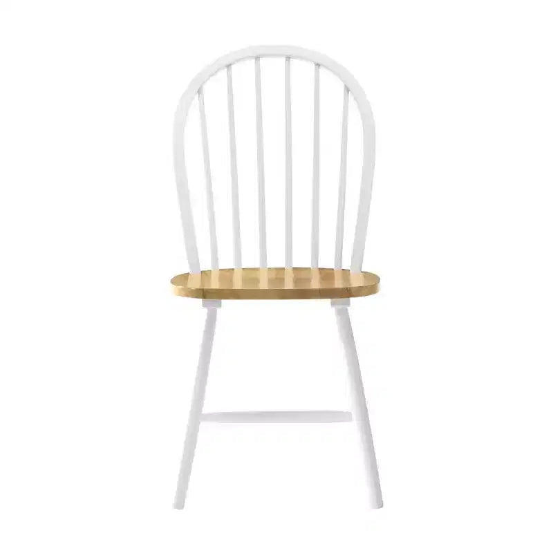 Chaise de salle à manger latérale Simple Relax (lot de 4) avec dossier à barreaux, finition naturelle et blanche