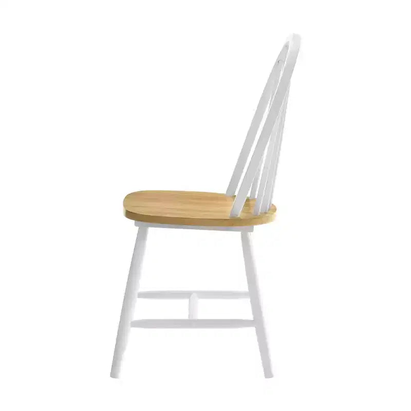 Chaise de salle à manger latérale Simple Relax (lot de 4) avec dossier à barreaux, finition naturelle et blanche