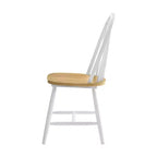 Chaise de salle à manger latérale Simple Relax (lot de 4) avec dossier à barreaux, finition naturelle et blanche