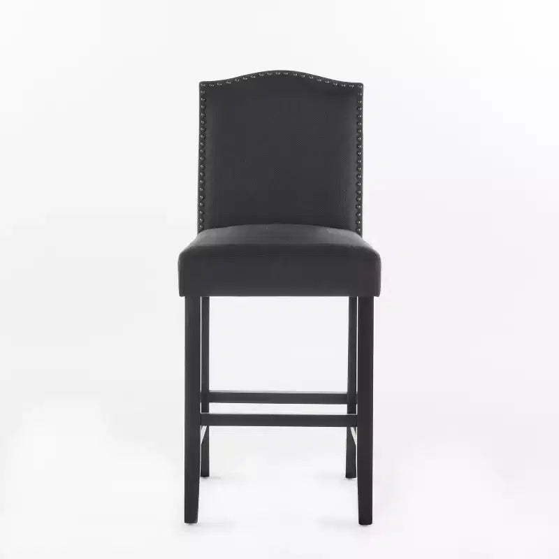 Lot de 2 tabourets de bar rembourrés, tabourets de comptoir, chaises de salle à manger, tabourets de cuisine de pub avec garniture cloutée, vintage et antique, gris/marron-ModernLuxe