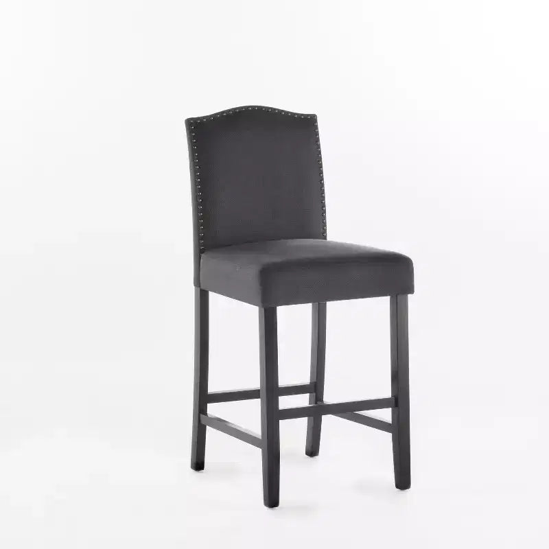 Lot de 2 tabourets de bar rembourrés, tabourets de comptoir, chaises de salle à manger, tabourets de cuisine de pub avec garniture cloutée, vintage et antique, gris/marron-ModernLuxe
