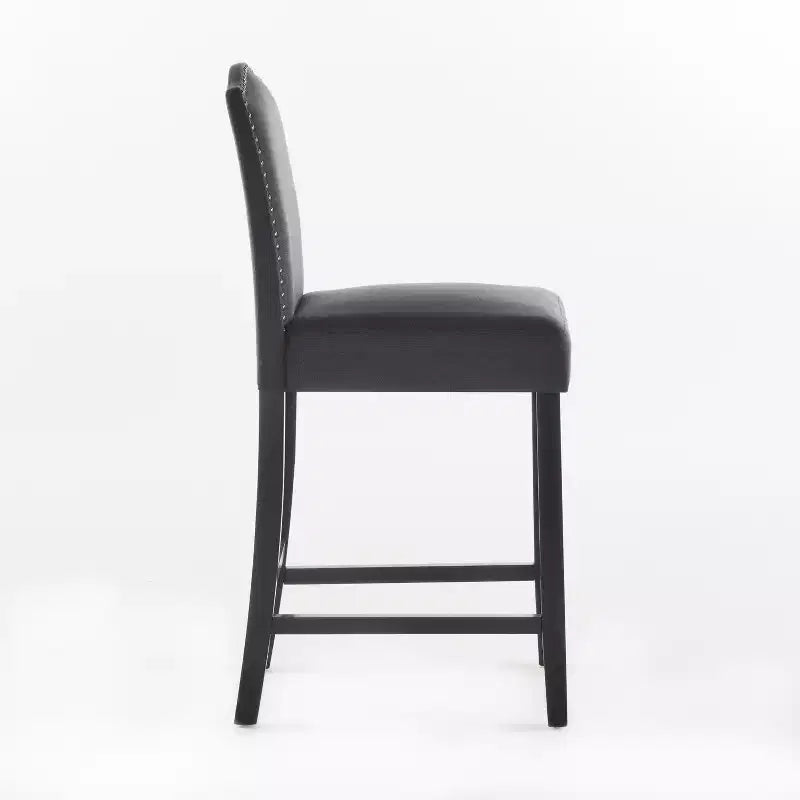 Lot de 2 tabourets de bar rembourrés, tabourets de comptoir, chaises de salle à manger, tabourets de cuisine de pub avec garniture cloutée, vintage et antique, gris/marron-ModernLuxe